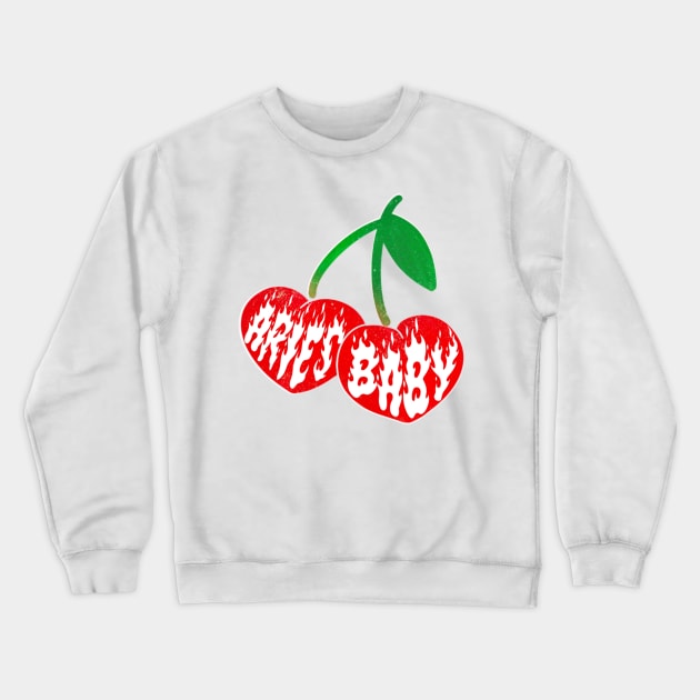 Aries Baby Astrology Zodiac Sign Cherries Fire Sign Crewneck Sweatshirt by Asilynn